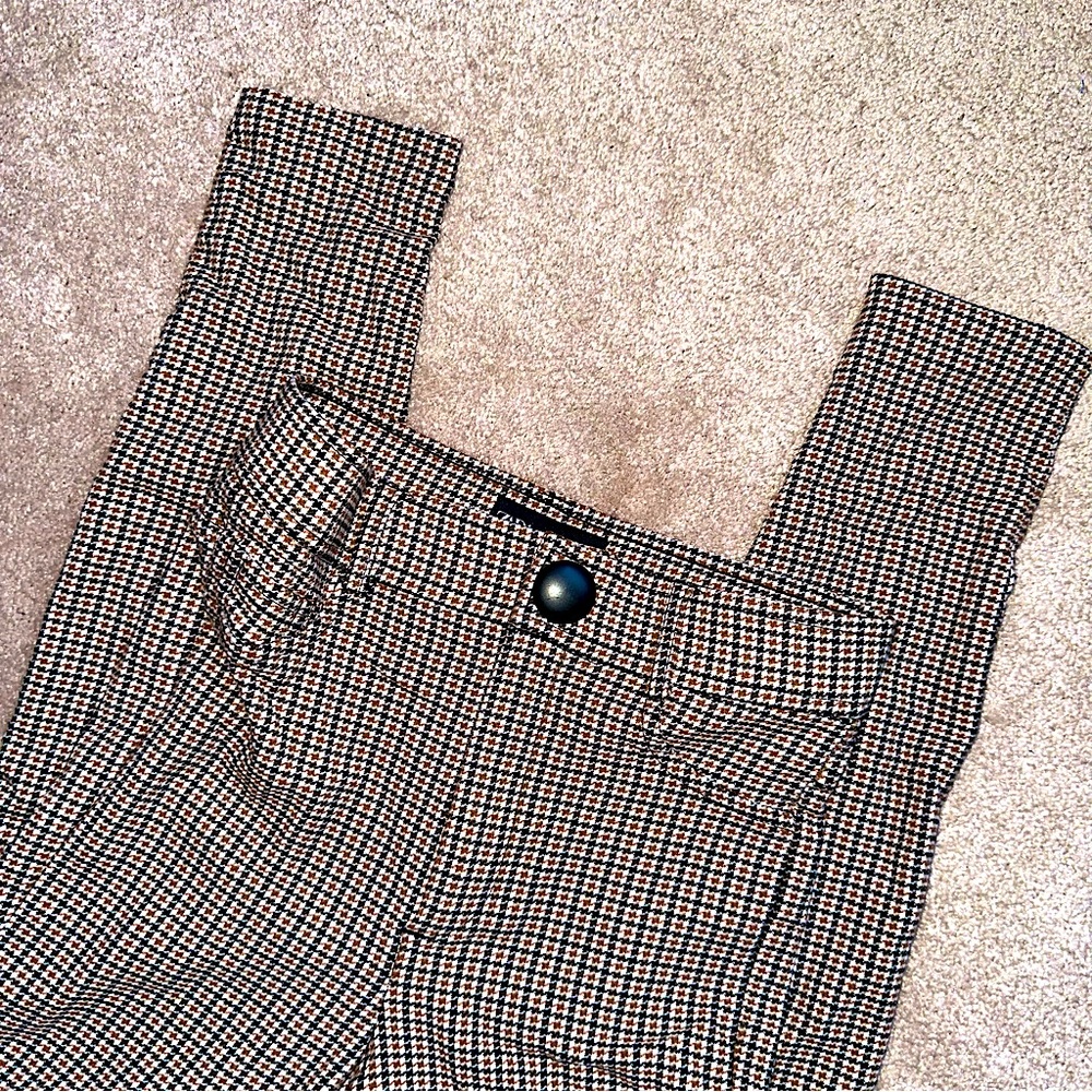 🦋 Zara Business Casual Brown & Black Plaid Skinny Trouser Pants